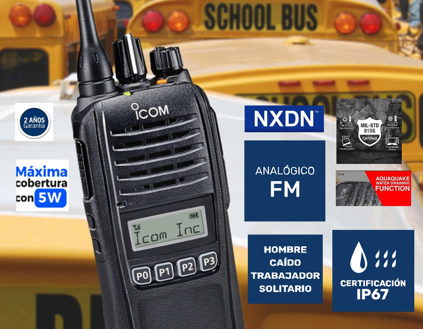 ICOM IC-F2100DS UHF2 450-512MHz 16CH Digital y Analogico 4W Radio portatil digital NDXD y analogico con pantalla y teclado simple Man down Lone Worker IP67 Precio +iva
