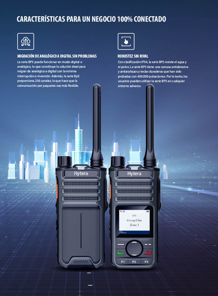 Hytera BP516 UHF1 400-470 MHz 64CH DMR Tier II 4W Radio Portátil Digital DMR Tier II y análogo sin pantalla con una cobertura genial y cancelación de ruido Precio + iva