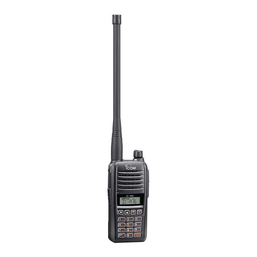 ICOM IC-A16 (Standard version, Sin Bluetooth) 200CH Memoria 6W Radio tierra-aire de 8,33/25 kHz Audio 1500 mW, IP67, MIL-STD-810-G, NOAA Alert Precio + iva