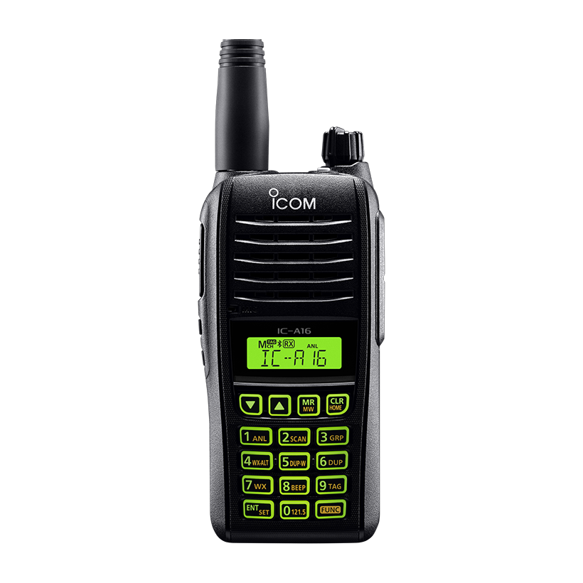 ICOM IC-A16 (Standard version, Sin Bluetooth) 200CH Memoria 6W Radio tierra-aire de 8,33/25 kHz Audio 1500 mW, IP67, MIL-STD-810-G, NOAA Alert Precio + iva