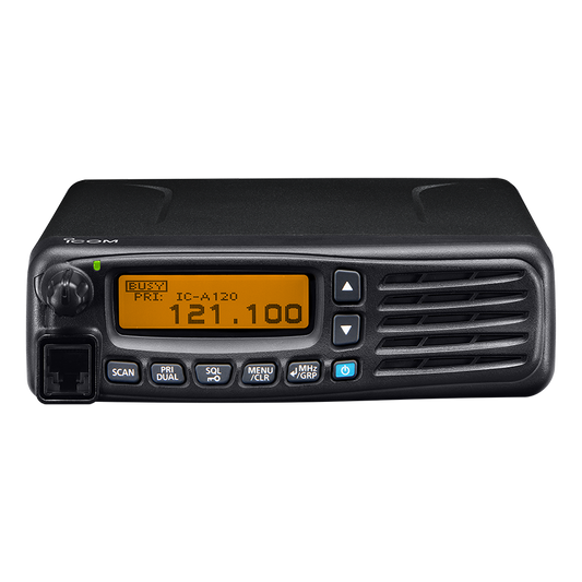ICOM IC-A120 VHF 118.000-136.992 MHz 200CH 36W Radio móvil aéreo pantalla de matriz de puntos (A pedido por importación 4-6 semanas) Precio+ iva
