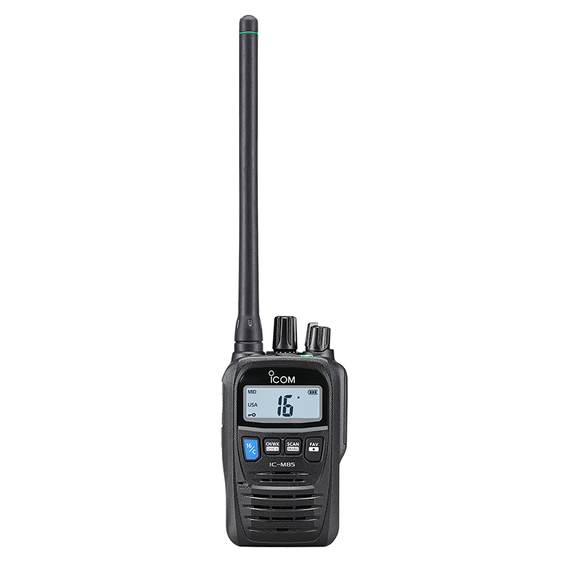 ICOM IC-M85 100CH 5W Radio portátil terrestre y marina combinada, IP67, MIL-STD-810G, MOB, MAN DOWN, LONE WORKER, AQUAQUAKE, 21 Hours (Importación 5 semanas) Precio + iva