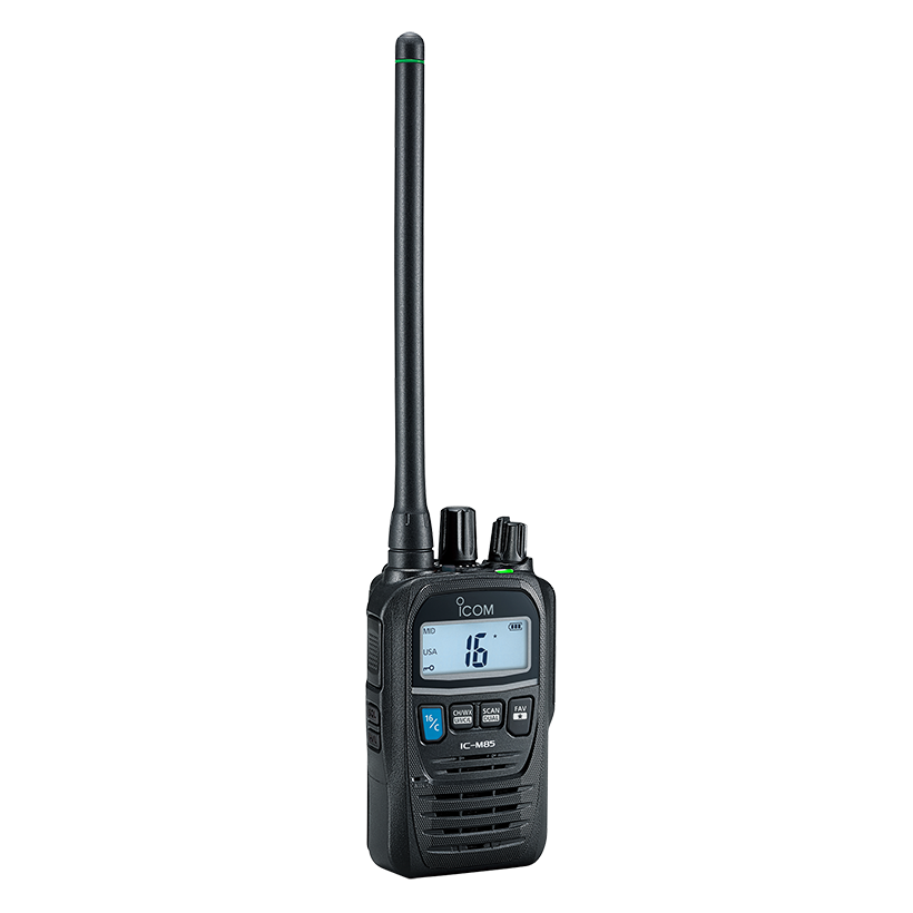 ICOM IC-M85 100CH 5W Radio portátil terrestre y marina combinada, IP67, MIL-STD-810G, MOB, MAN DOWN, LONE WORKER, AQUAQUAKE, 21 Hours (Importación 5 semanas) Precio + iva