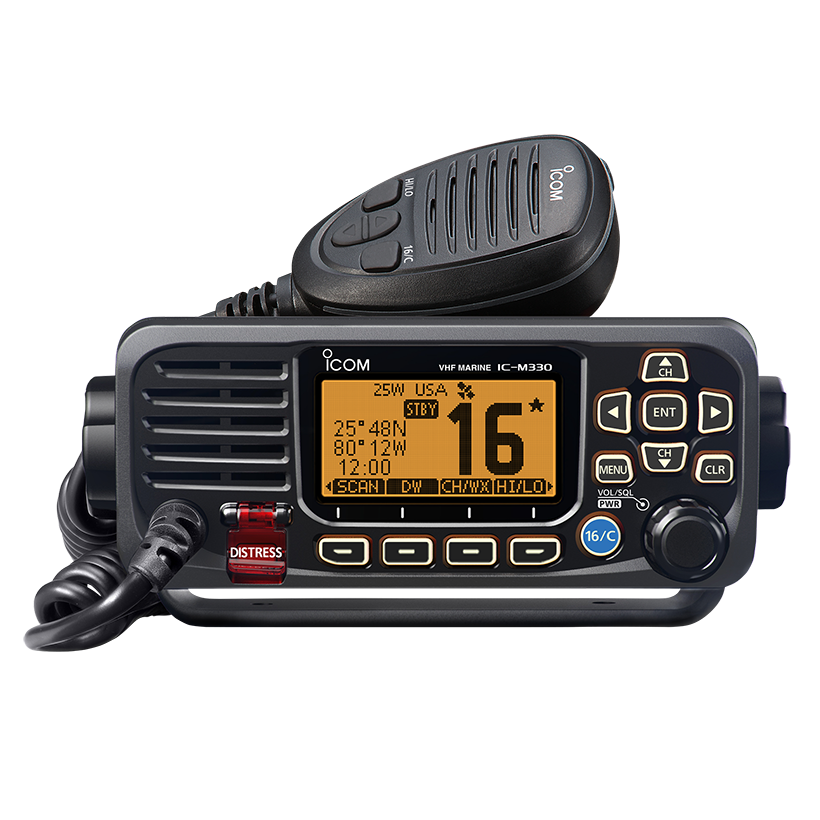 ICOM IC-M330 (Sin receptor GPS) Tx 156,025–161,600 MHz Rx 156,050–163,275 MHz CH70 156,525 MHz Radio Móvil Marina VHF ultra compacto de máximo rendimiento IPX7 Precio + iva