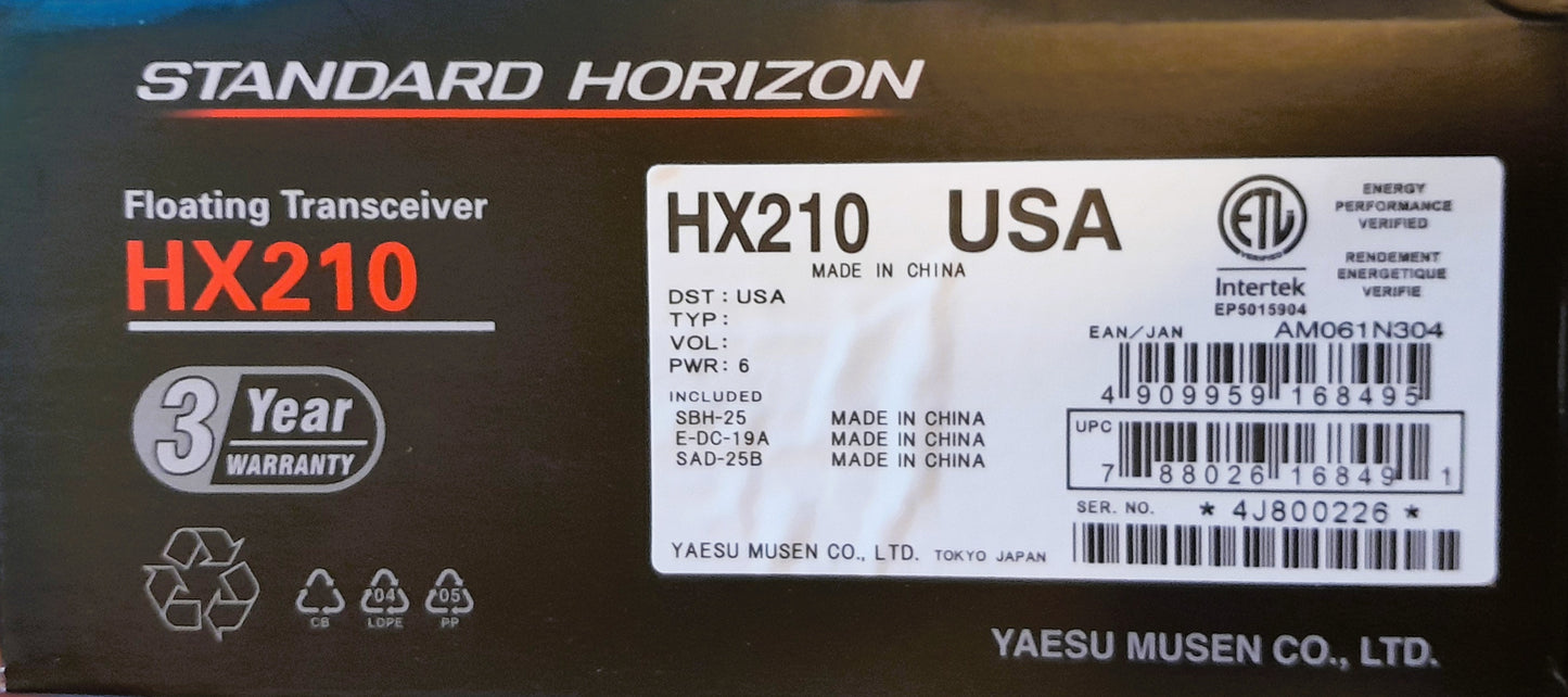 Standard Horizon HX-210 VHF 6W Radio portátil de dos vías marino flotante para negocios marinos y fluviales Precio +iva
