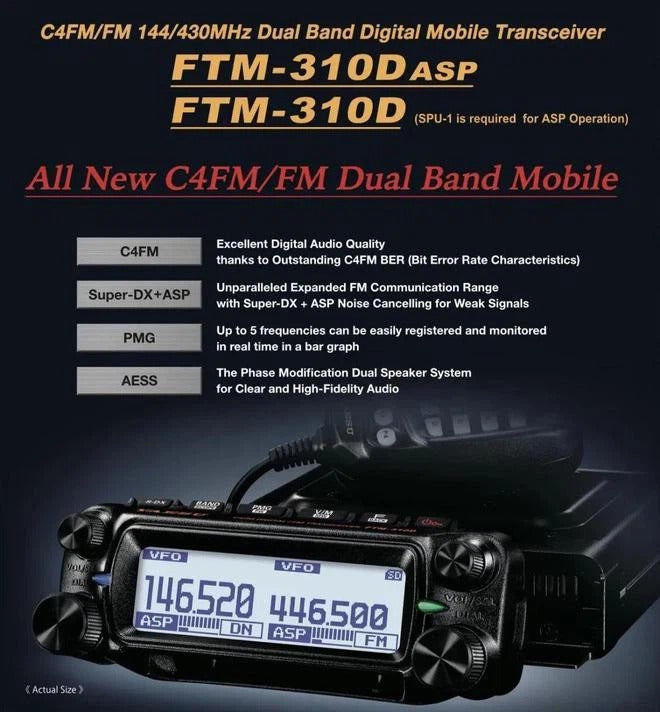 Yaesu FTM-310DR (sin ASP) C4FM/FM 144/430MHz Móvil digital de doble banda AESS (Acoustic Enhanced Speaker System) con dos altavoces (3W frontal + 3W unidad principal) Super DX Precio + iva
