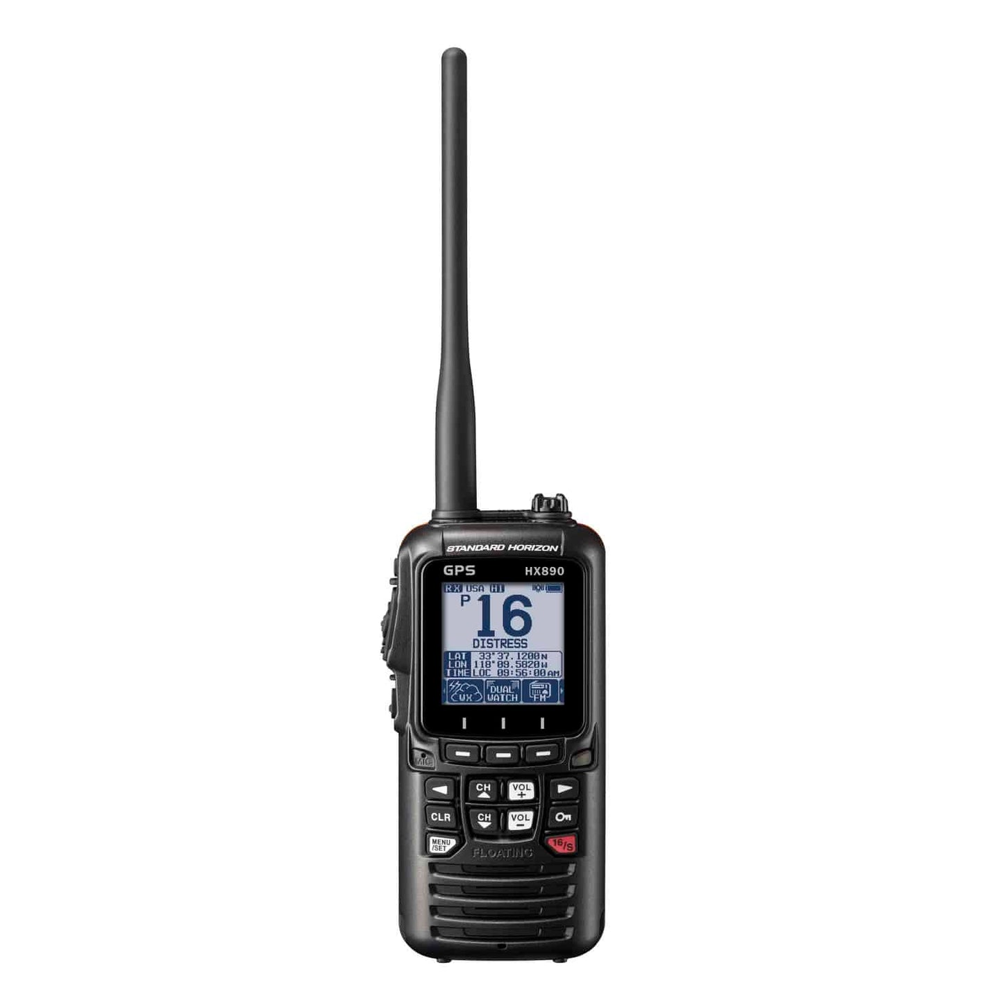 Standard Horizon HX-890 VHF/GPS portátil flotante DSC Clase H de 6W/2W/1W MIL-STD-810F IPX8 Modo diurno/nocturno MOB alarma hombre al agua Precio + iva (Hasta agotar stock)