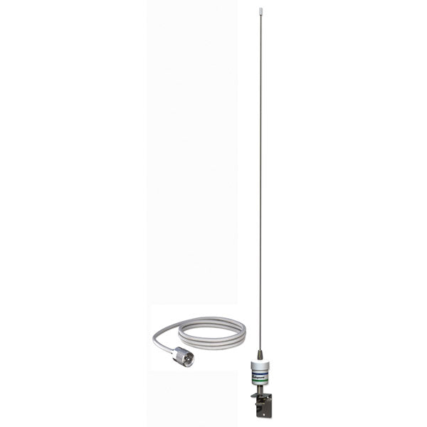 Shakespeare 5215-CX 3' altura, de 2 secciones, 3dB decibeles, Conector RG 8X, Pl-259 de 60 pies, Soporte en L incluido, 50 vatios (Incluye cable y soporte) Precio + iva