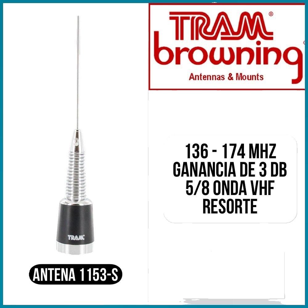 TRAM-BROWNING 1153-S VHF 136-174 MHZ ganancia 3Db Antena 5/8 onda con resorte, sin montaje Precio +iva