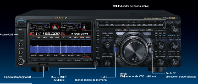 Yaesu FT-DX101D Equipo Base HF 100W 30 kHz a 75 MHz Modos de funcionamiento: CW, AM, SSB, FM, RTTY, PSK Gran pantalla en color con visualización del espectro y diagrama de cascada (A pedido) Precio +iva