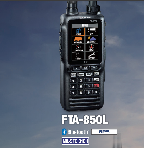 Yaesu FTA-850L 400CH 6W Radio de banda aérea IPX-5 MIL-STD-810H, receptor GPS WAAS integrado de 66 canales, pantalla de navegación ILS (localizador y senda de planeo) Bluetooth Precio +iva