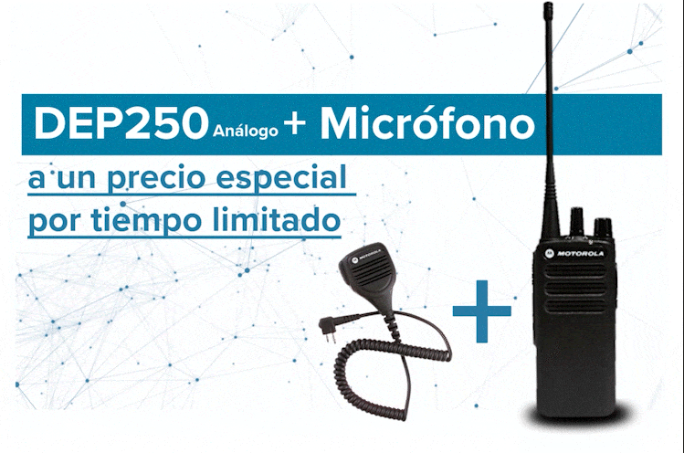 Motorola DEP250 VHF 136-174 Mhz 16CH Analogico 5W + PMMN4013 Microfono parlante Radio de dos vías analógica escalable (NKP sin pantalla) Non display, Simple y eficaz Precio + iva