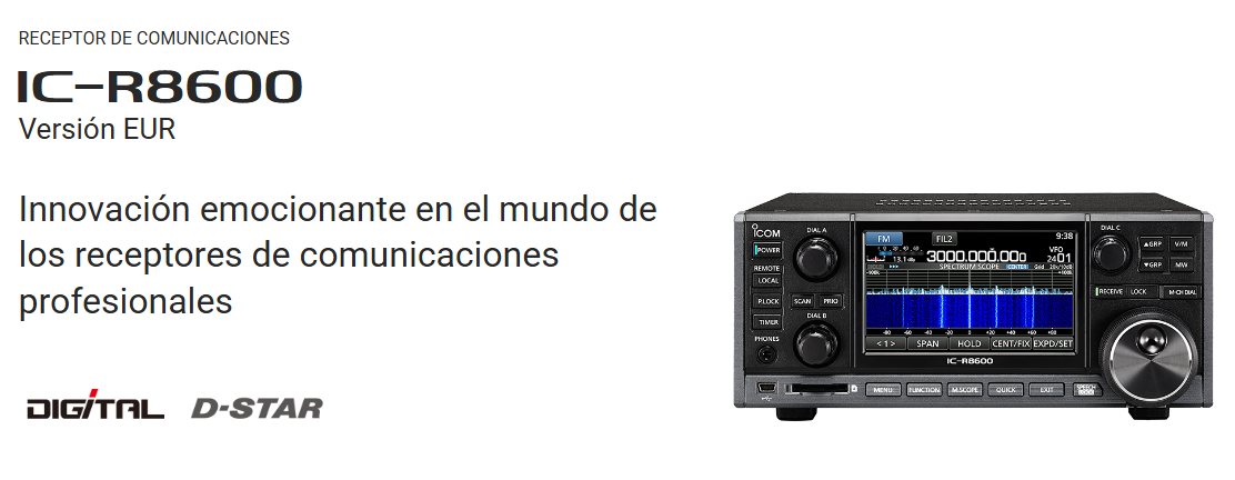 ICOM IC-R8600 Banda super ancha de 10 kHz a 3 GHz 200CH Memoria Radio de Comunicaciones (A pedido por importación) Precio +iva