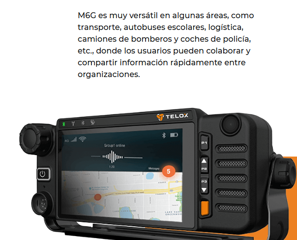 Telox M6G Radio Móvil Base PoC PTT Sobre Celular 64GB 4G Wifi GPS 5W 442gr Android Q BT4.0 Precio + iva