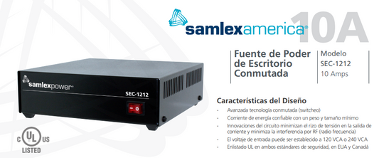 Samlex Power SEC-1212 Fuente de Poder Switching 10 AMPS – 13.8 VDC Precio +iva