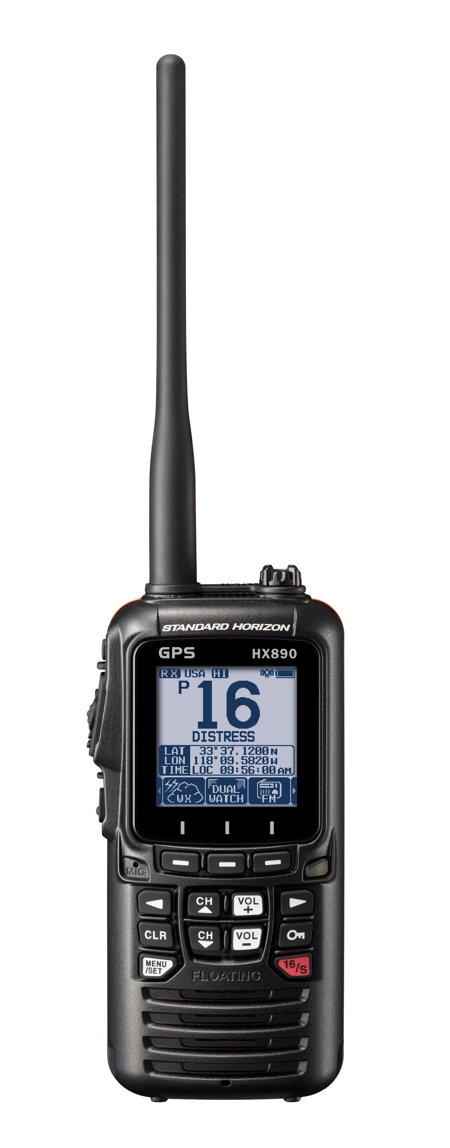 Standard Horizon HX-890 VHF/GPS portátil flotante DSC Clase H de 6W/2W/1W MIL-STD-810F IPX8 Modo diurno/nocturno MOB alarma hombre al agua Precio + iva (Hasta agotar stock)