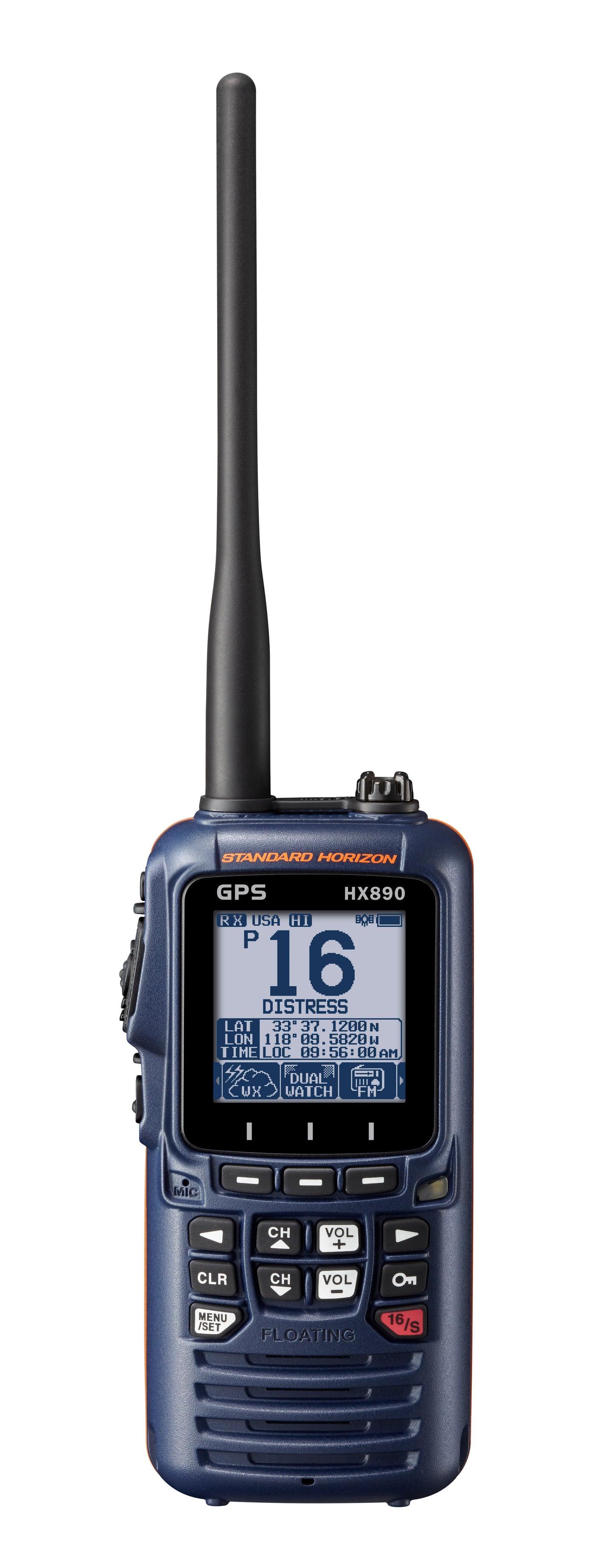 Standard Horizon HX-890 VHF/GPS portátil flotante DSC Clase H de 6W/2W/1W MIL-STD-810F IPX8 Modo diurno/nocturno MOB alarma hombre al agua Precio + iva (Hasta agotar stock)