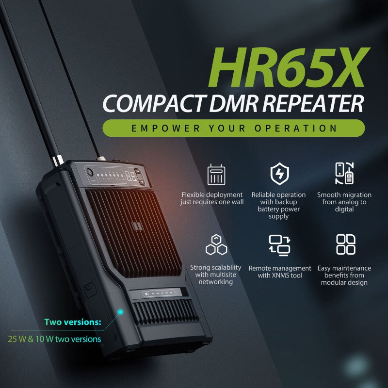 Hytera HR656 VHF 136-174MHz 1024CH Analogico y Digital 25W Repetidor digital y analogico móvil con mochila, antena, GPS, Bluetooth duplexor Precio + iva