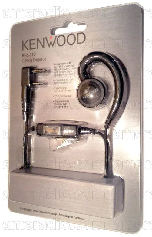 Kenwood KHS-31C Audifono original con soporte tipo «C» a la oreja función VOX, PTT y micrófono en línea Precio + iva