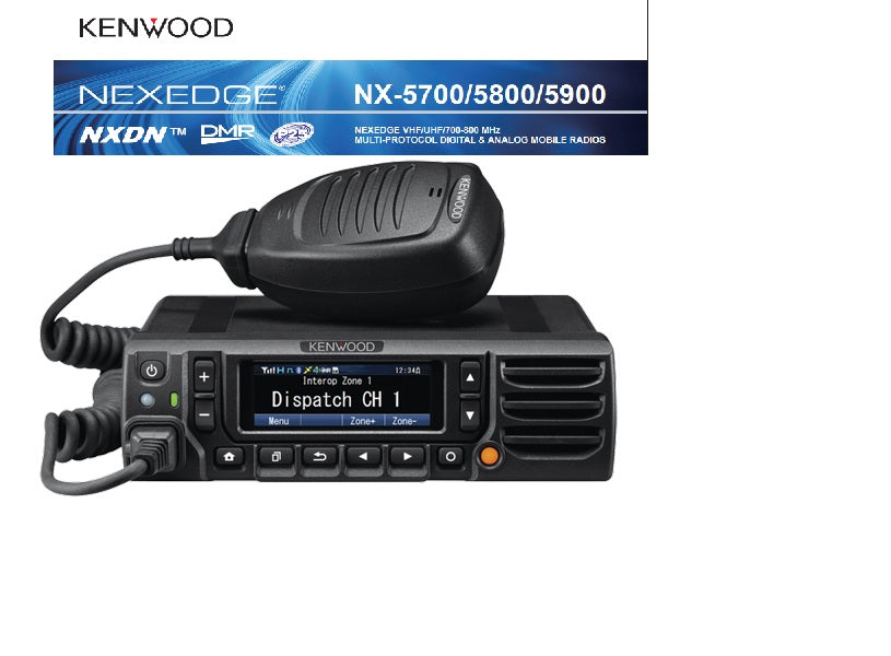 Kenwood NX-5800K UHF2 450-520 MHz 1024CH Digital NXDN™-P25-DMR-Analógico 45W Radio móvil base digital, Bluetooth, GPS, MicroSD, Precio +iva