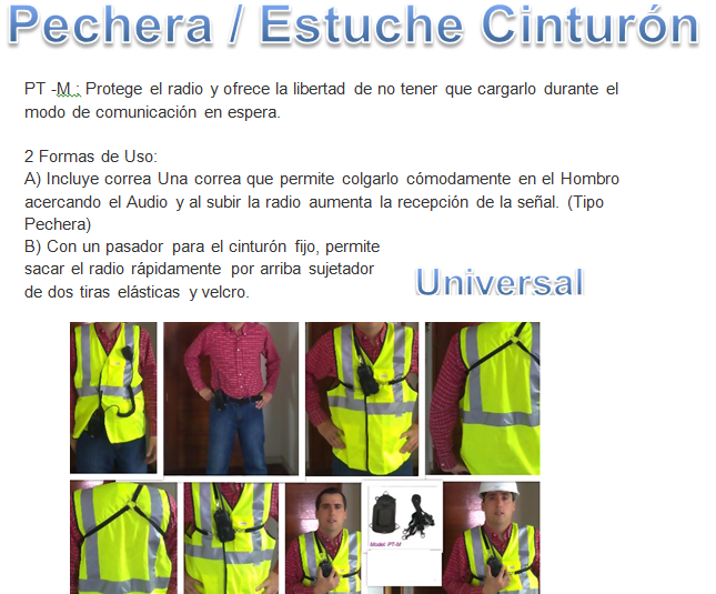 Genérico PTM Pechera universal porta radio multimarca similar posición al de un micrófono parlante remoto Precio + iva