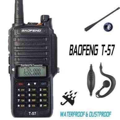 Baofeng T-57 UHF 400-520/VHF 136-174 Mhz 128CH Analogico 5W Radio dual band, IP67 Ideal para cámaras de frío, zona lacustre o trabajos de costa Precio + iva