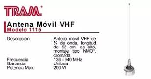 TRAM-BROWNING 1115 VHF 136-940MHZ 1/4 onda NMO antena Precio + iva