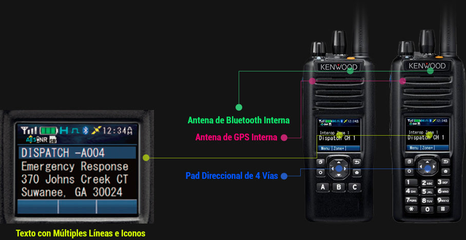 Kenwood NX-5200K2 VHF 136-174 MHz 1024CH Digital NXDN-P25-DMR-Analógico 6W Radio Multiprotocolo portátil GPS, MicroSD Con Pantalla y teclado estandard Precio +iva