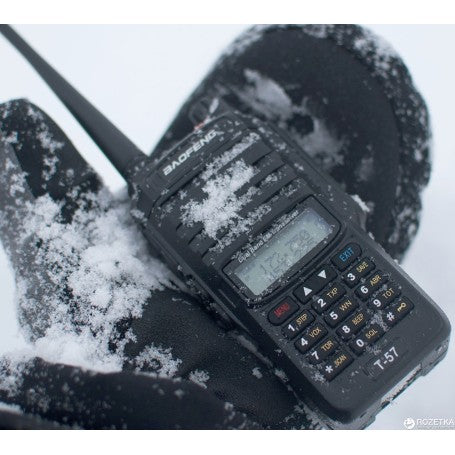 Baofeng T-57 UHF 400-520/VHF 136-174 Mhz 128CH Analogico 5W Radio dual band, IP67 Ideal para cámaras de frío, zona lacustre o trabajos de costa Precio + iva