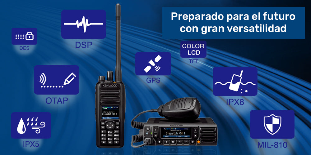 Kenwood NX-5400K2 Multi-Protocolo 800-870MHz 1024CH Digital NXDN-P25-DMR-Analógico 3W Radio multiprotocolo con Bluetooth, GPS, MicroSD teclado standard Precio +iva