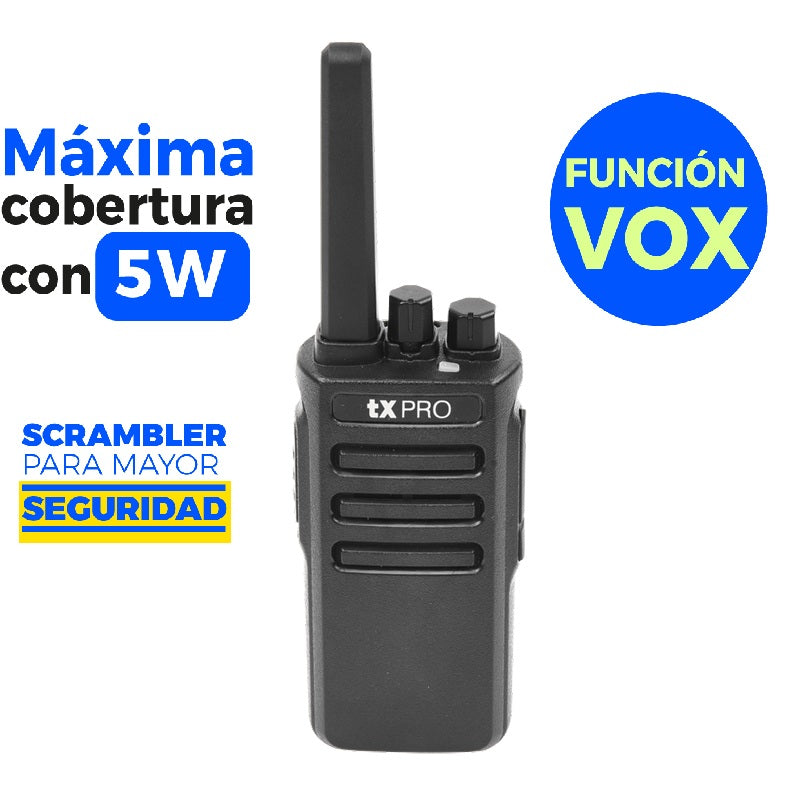TXPRO TX600H UHF 450-520 Mhz 16CH Analogico 5W Radio portátil de dos vías sin pantalla con función VOX para tus auriculares que posean esta característica Precio +iva