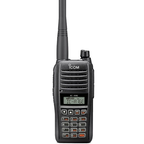 ICOM IC-A16 (Standard version, Sin Bluetooth) 200CH Memoria 6W Radio tierra-aire de 8,33/25 kHz Audio 1500 mW, IP67, MIL-STD-810-G, NOAA Alert Precio + iva
