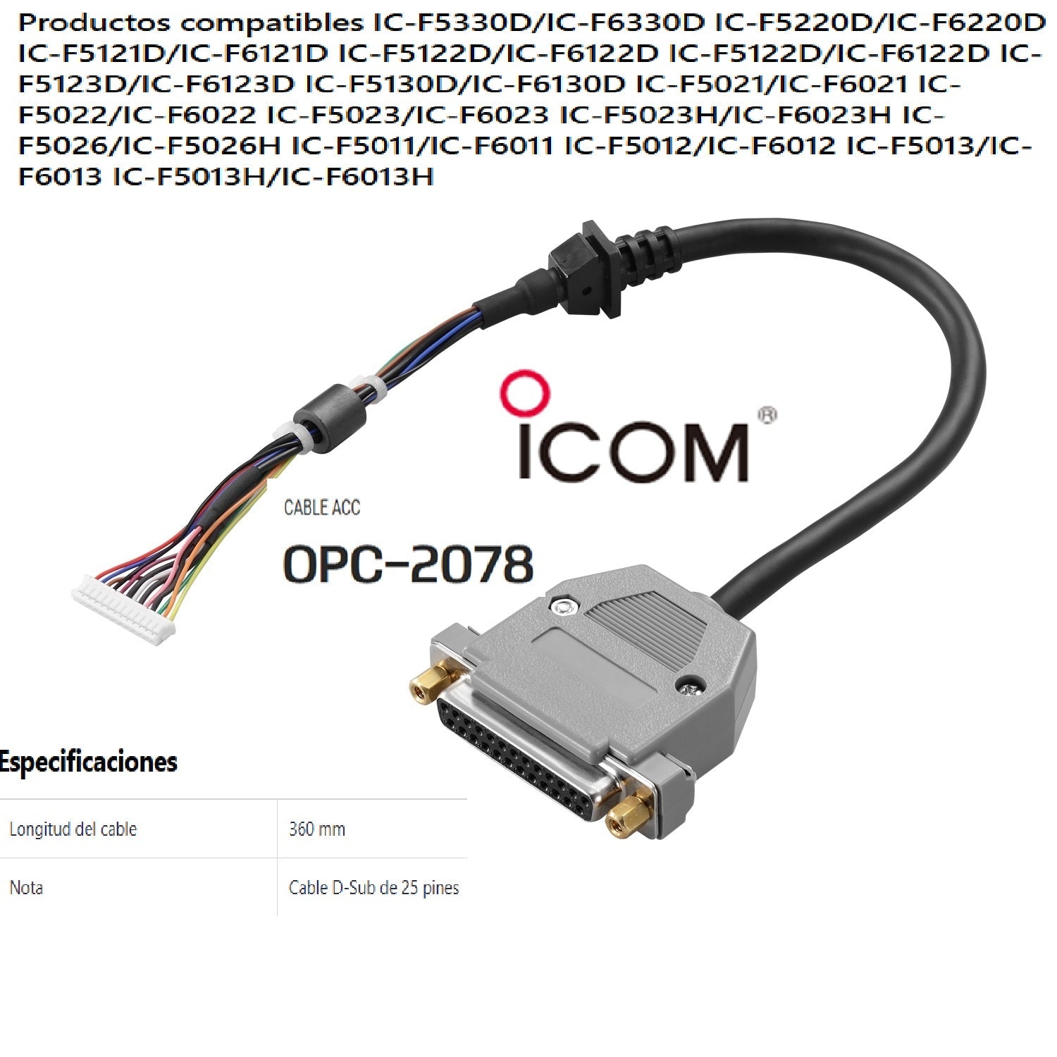 Cable ACC para equipos móviles ICOM