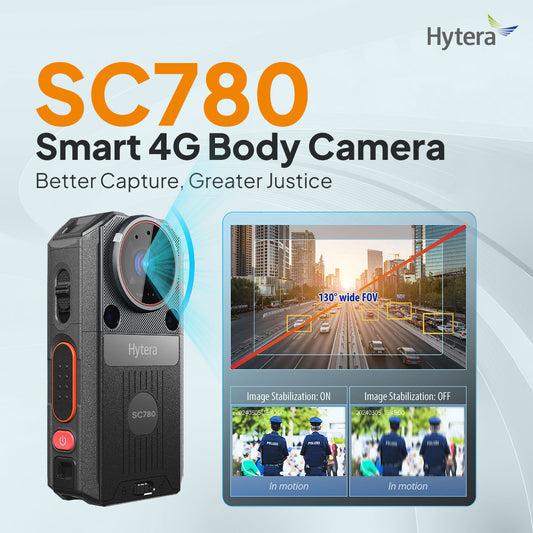 Hytera SC780 Bodycam 4G LTE y Radio PoC ptt sobre celular ideal para nueva ley de seguridad 21659 sobre guardias y vigilantes matriz de riesgo medio alto Precio + iva