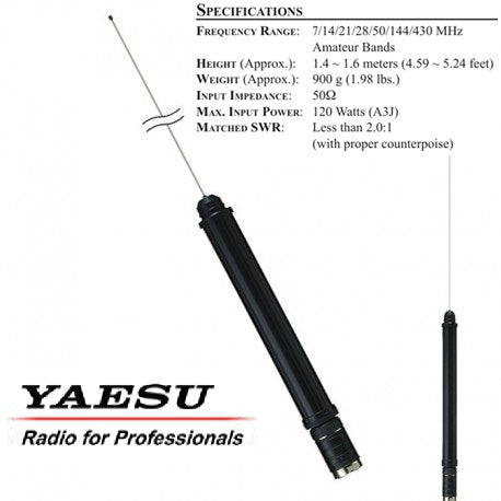 Yaesu ATAS-120 Antena HF/VHF/UHF con sintonización automática para FT-710 FT-991A FT-891 Precio + iva
