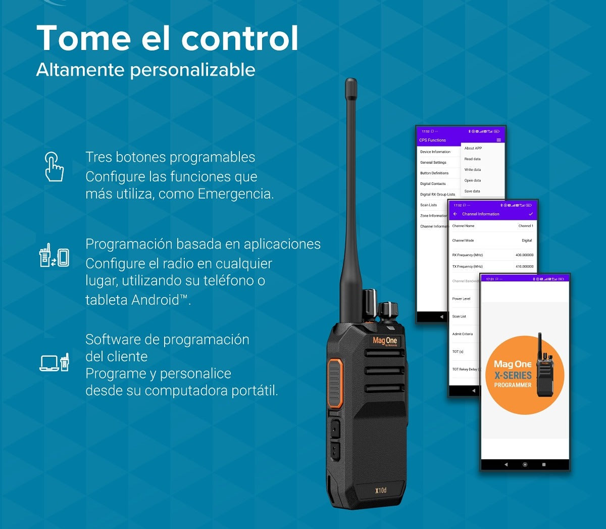 MagOne X10d VHF 136-174 MHz 64CH Digital y Analogico 5W Rádio Portátil Digital DMR Tier II y Analogico Diseñado para el vertiginoso mundo empresarial Precio+iva