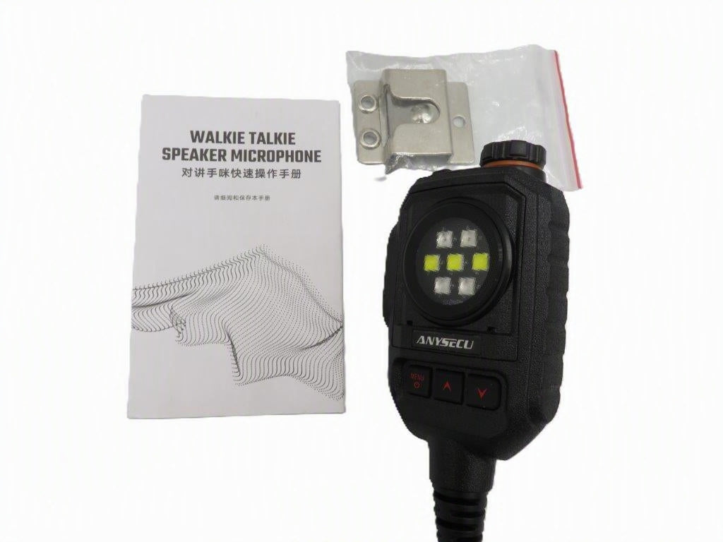 Anysecu MIC-K01 micrófono parlante remoto con luz estroboscópica y alarma de SOS para radios Kenwood Baofeng Inrico Wlan Wings Tesunho Precio + iva