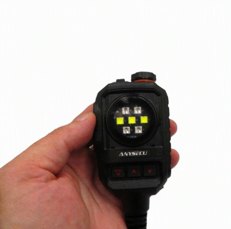Anysecu MIC-K01 micrófono parlante remoto con luz estroboscópica y alarma de SOS para radios Kenwood Baofeng Inrico Wlan Wings Tesunho Precio + iva