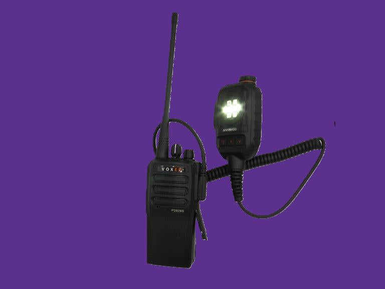 Anysecu MIC-K01 micrófono parlante remoto con luz estroboscópica y alarma de SOS para radios Kenwood Baofeng Inrico Wlan Wings Tesunho Precio + iva
