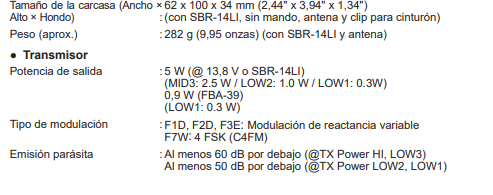 Yaesu FT-5DR Radio digital de doble banda C4FM/FM 144/430MHz de 5W Precio +iva