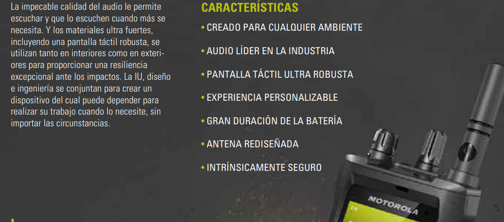 Motorola ION MOTOTRBO™ UHF 400-527MHz 1000CH Digital y analogico 4W Poc Radio PoC con cámara Todo está ON (A pedido por importación 10-12 semanas) Precio + iva