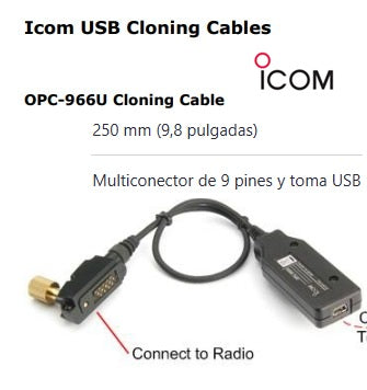 ICOM OPC-966U Cable de programación de radios con adaptador USB compatible IC-F50 IC-F60 IC-F50V IC-F60V IC-F3061 IC-F4061 IC-F3161D IC-F4161D (Importación a pedido 4-6 semanas) Precio + iva