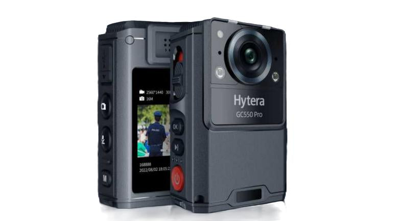 Hytera GC550PRO Bodycam profesional para personal de seguridad con 128GB IP67 Batería no removible de 2.100 mAh Campo de visión 118° Pantalla de 2" Precio + iva