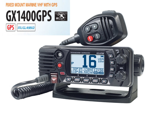 Standard Horizon GX-1400GPS (con GPS) ultra compacto, norma ITU-R M493-13 Clase D DSC (llamada selectiva digital), E2O fácil de utilizar, IPX8, NOAA con alerta meteorológica Precio + iva