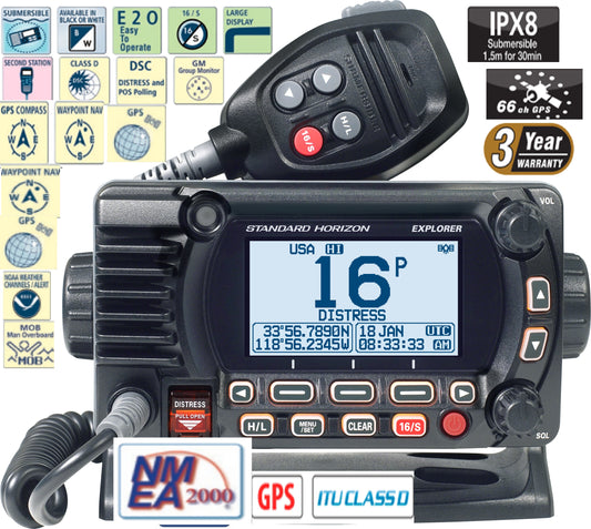 Standard Horizon GX-1850 Black GPS Móvil Marino, Explorer, negro, Fixed Mount VHF, 25W NMEA2000 Precio + iva