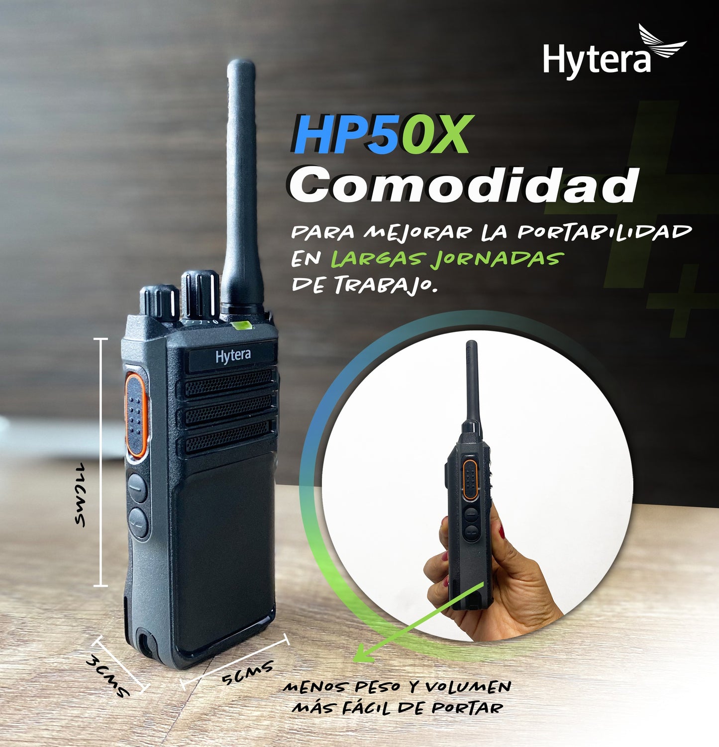 Hytera HP506 UHF 400-470 MHz 256CH DMR y Analogico 4W Radio digital portátil con GPS Sin pantalla Precio + iva