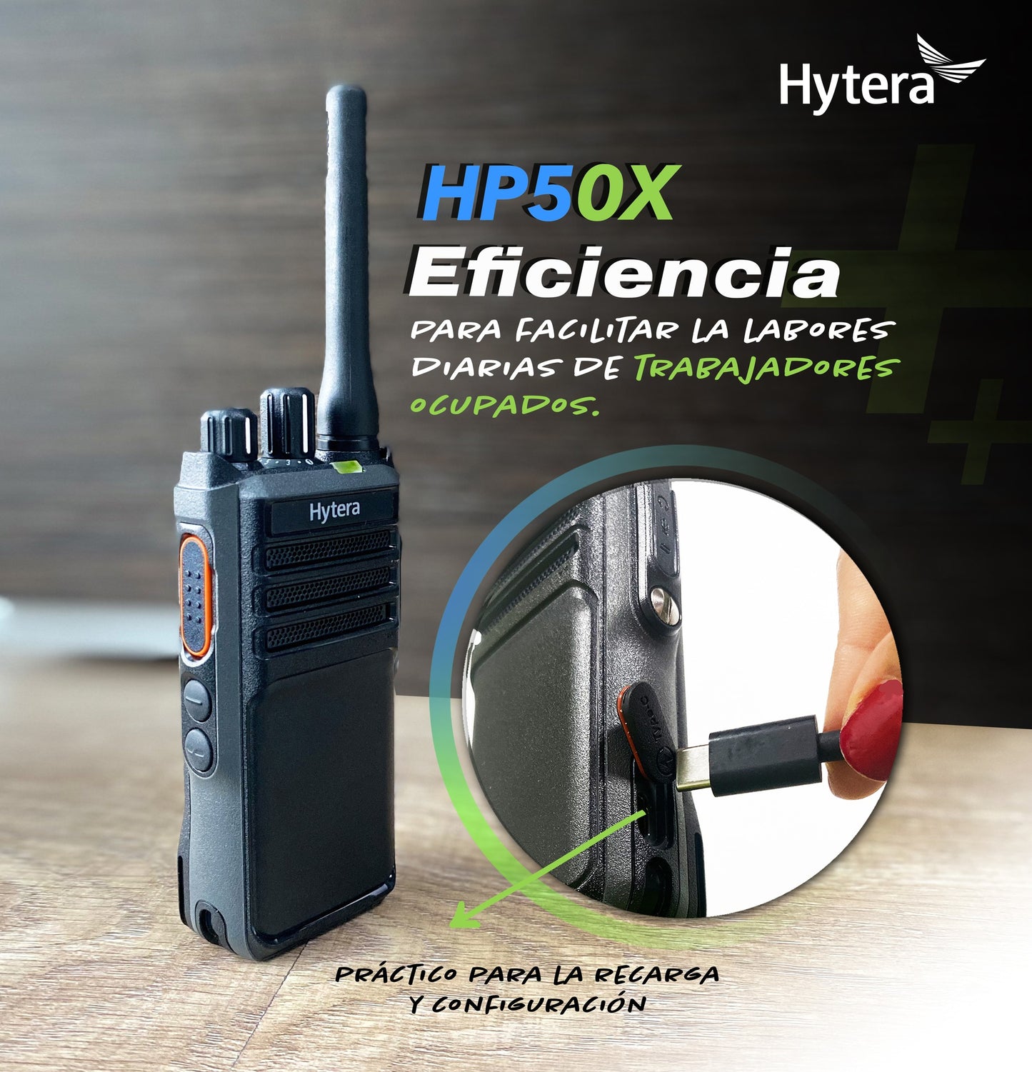 Hytera HP506 VHF 136-174 MHz 256CH Digital /Analogico 5W Radio Digital Profesional DMR Tier II /Analogico IP67, MIL-STD-810G para Industrias y Comercios sin pantalla Precio +iva