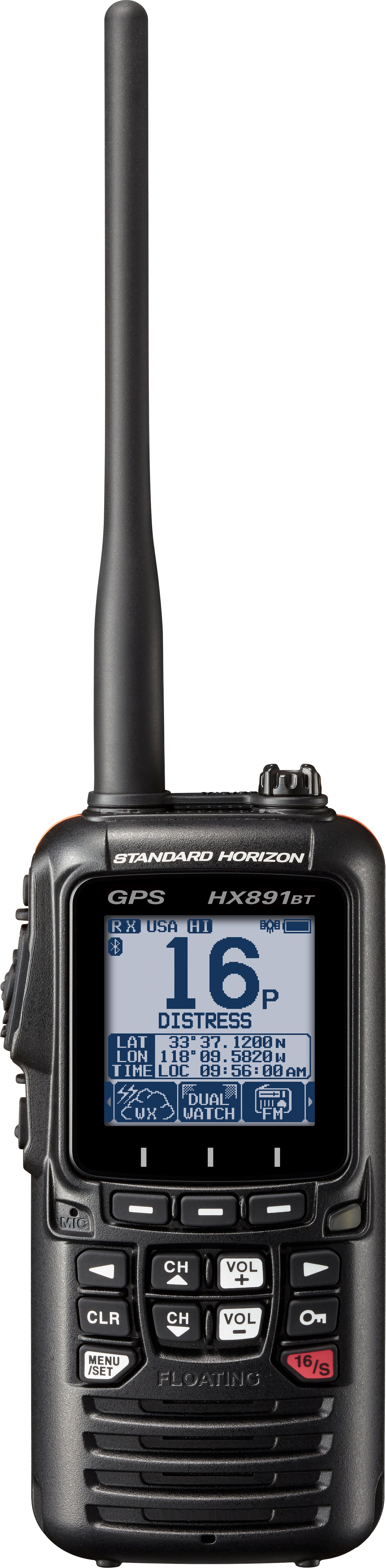 Standard Horizon HX-891BT Solid Black VHF Portátil marino flotante IPX8 DSC Clase H de 6W MIL-STD-810F MOB, Bluetooth, GPS, NOAA, Strobe light Precio + iva