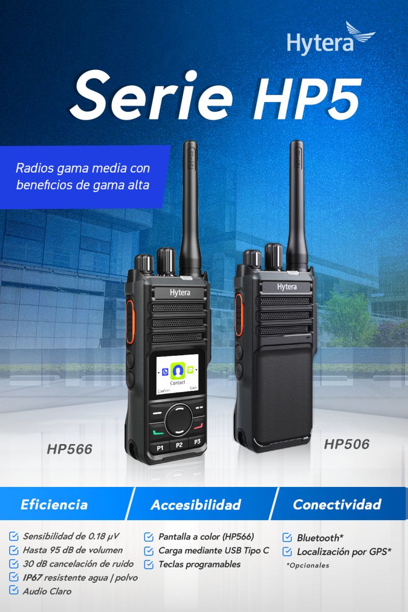 Hytera HP506 UHF 400-470 MHz 256CH DMR y Analogico 4W Radio digital portátil con GPS Sin pantalla Precio + iva