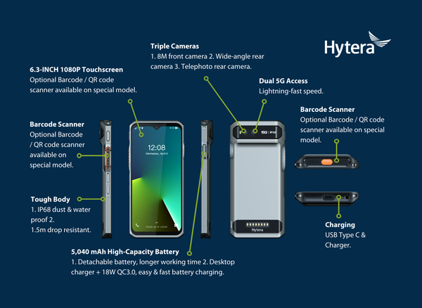 Hytera PNC560SCANNER Smartphone Radio PoC PTT sobre celular lo mejor de dos mundos con velocidad ultrarrápida y baja latencia con mecanismo de seguridad multicapa integrado (Smartphone para trabajos profesionales) Precio + iva